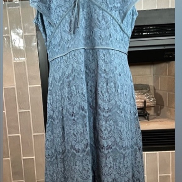 Suzanne Betro Blue Lace Cap Sleeve Dress 3X - Picture 5 of 8